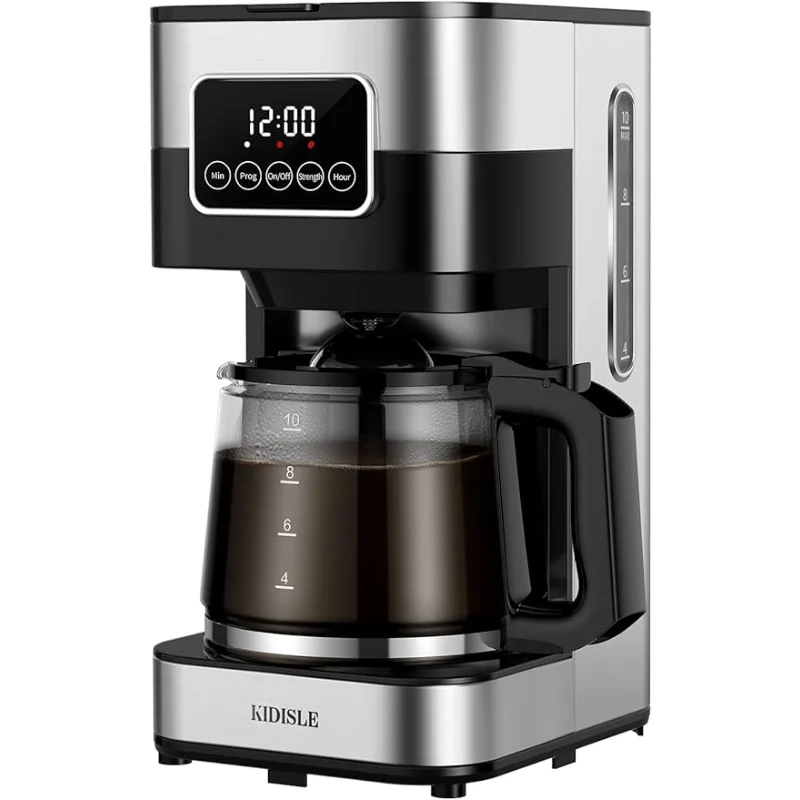 

10 Cup Programmable Coffee Maker 2.0, Drip Coffee Machine with Touch Screen, Glass Carafe, Reusable Filter, Warming Plate