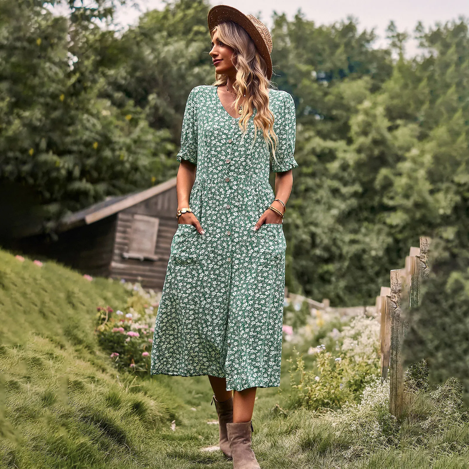 

Women's Dress Spring/Summer Printed Temperament A-line Dress Popular in Independent Store bodycon dress