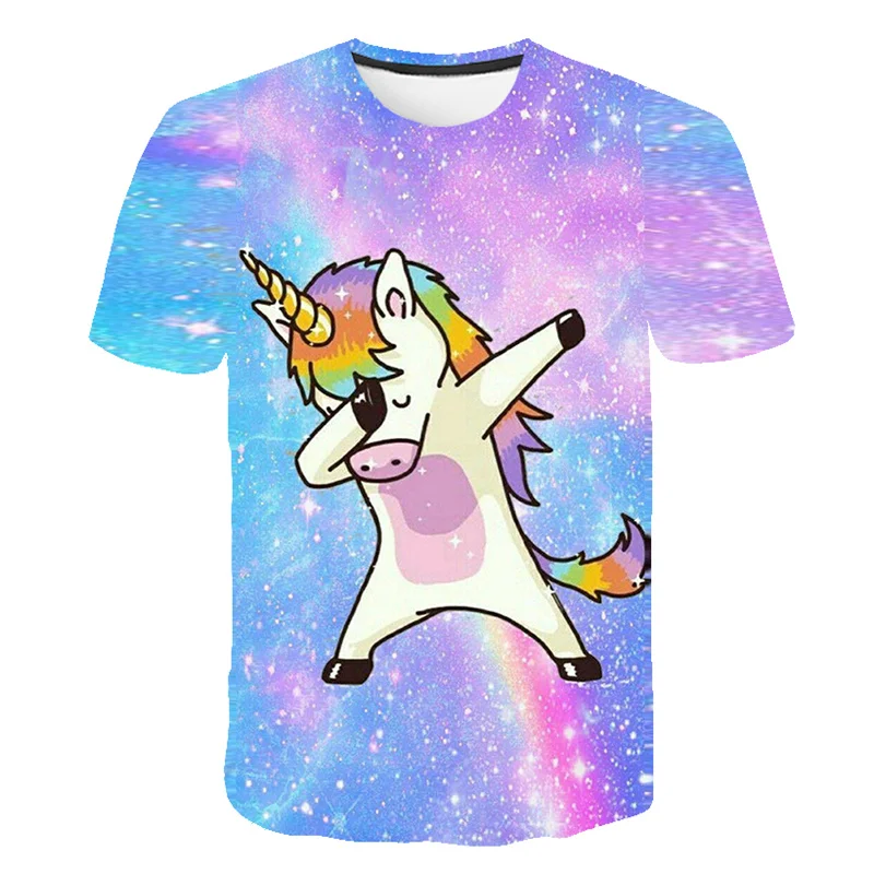 Summer Children's Pink Unicorn 3D T-Shirt Teenagers Clothes Baby Cartoons Anime Popular Print Tshirts Clothing For Girl Tee Tops