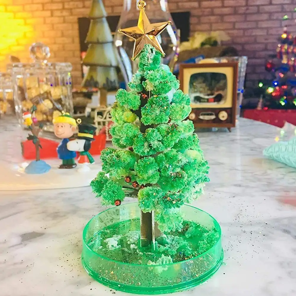 

Хрустальная Цветущая Рождественская елка, снеговик, растущее волшебное украшение, зеленая елка, Подарочные игрушки, Волшебное Рождество F3q3
