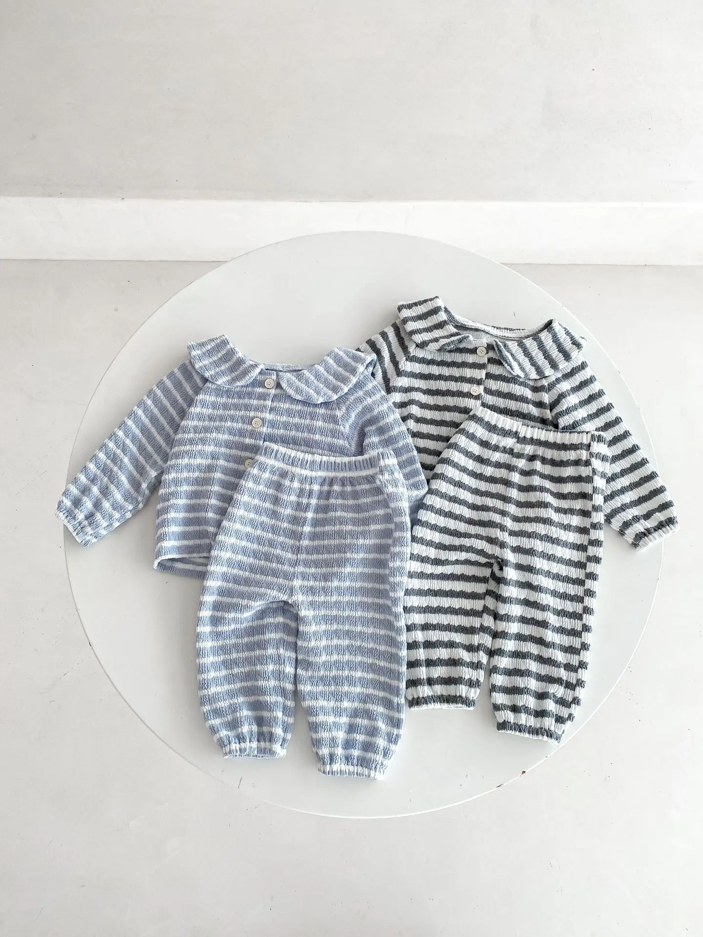 

Ins Autumn New Girl Baby Striped Casual Homewear Set Newborn Cotton Long Sleeves Shirt + Pants 2pcs Infant Fashion Blouses Set