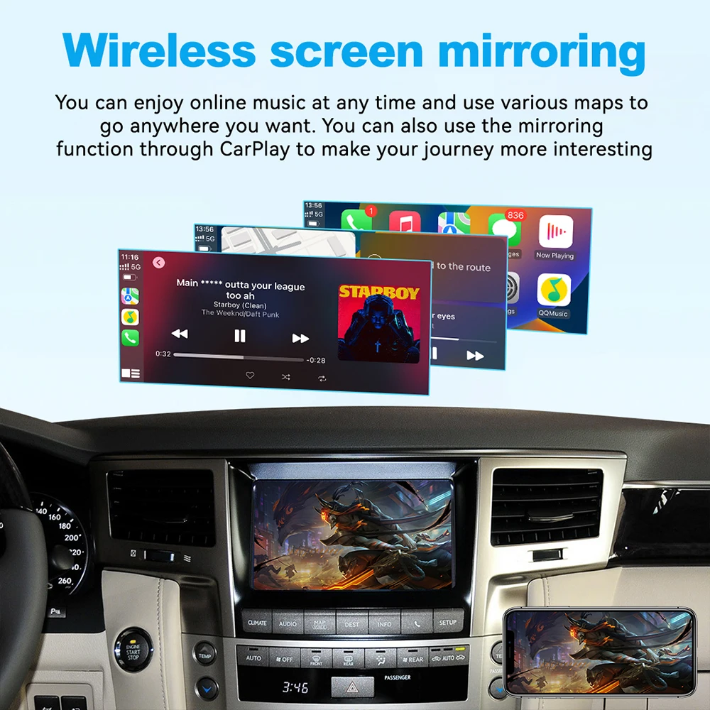 Фото Беспроводной комплект JoyeAuto CarPlay Android Auto для Lexus LX570 2013-2015 с поддержкой Mirror-Link, AirPlay, OEM камеры и микрофона (ретрофит) №5