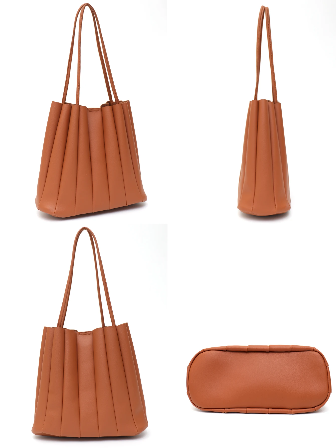 CEZIRA Brand Women PU Vegan Leather Tote with Inner Purse Stripes Patchwork Shoulder Bags Leisure Large Capacity Bucket Handbags