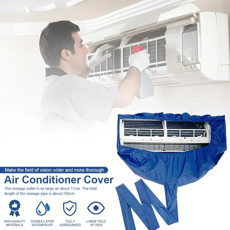 

Professional Air Conditioner Cleaning Cover With Drain Outlet Waterproof Dust Clean Protector Bag Cover