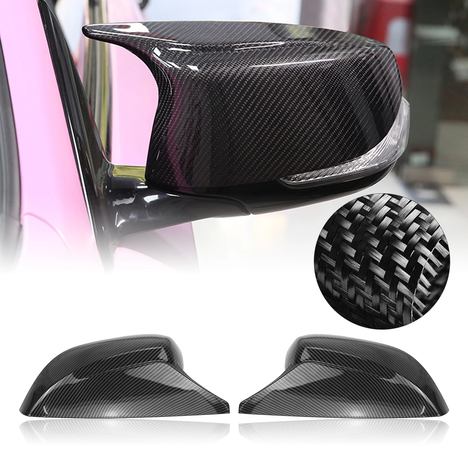 

Mirror Cover Add On For Infiniti Q50 Q60 QX30 Q70 2014-2020 ABS Carbon Fiber Look Car Exterior Rear View Case Reverse Caps Shell