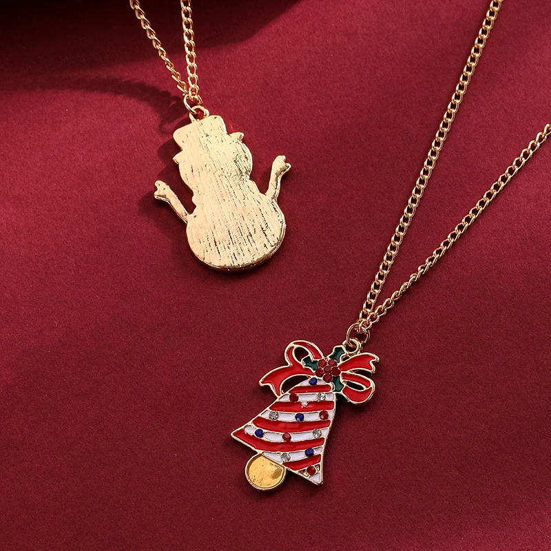 Праздничное колье с подвеской "Модный Рождественский Подарок" для женщин, регулируемое с изображением Санта-Клауса, елки, колокола и снеговика, украшение для вечеринок и аксессуары для ювелирных изделий.