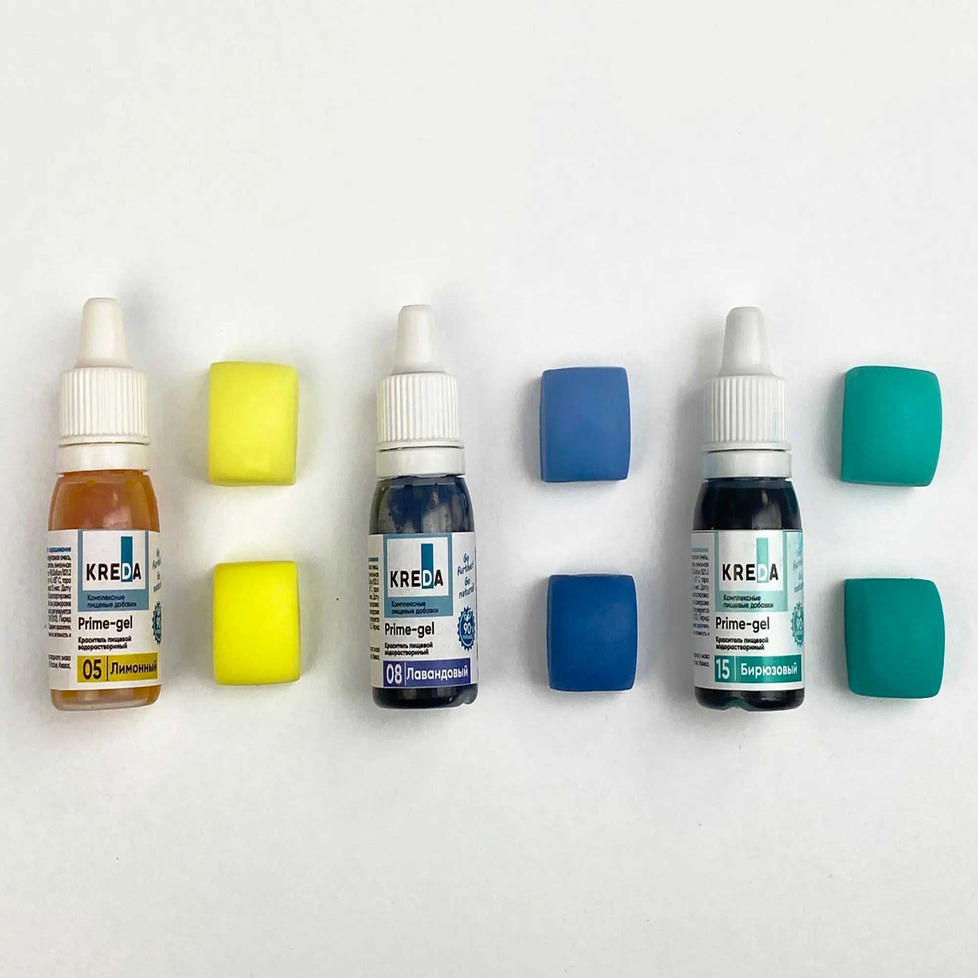 Фото Универсальные гелевые красители KREDA Prime-gel для кулинарии,мыловарения,слаймов комплект из 3 шт по 10мл №1