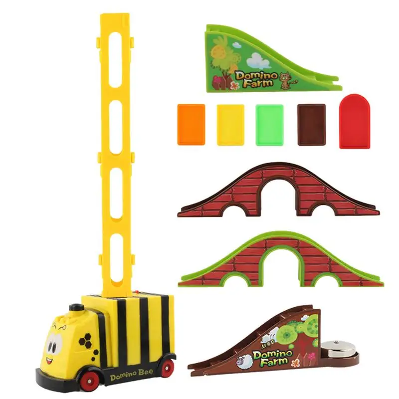

Domino Train Toy 107pcs Bee Style Domino Train Set Kids Domino Blocks Building Stacking Toy Domino Set Stacker Game STEM