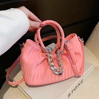 small leather crossbody bag with short handle 2022 summer trendy women handbag cute tote luxury shoulder bags thick chain design