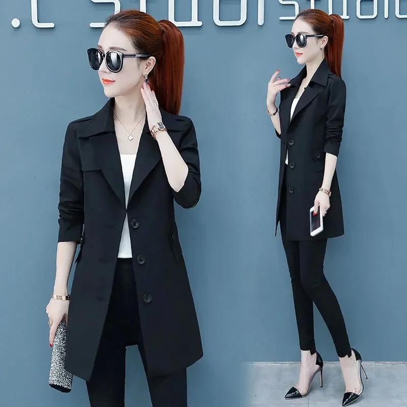 

2022 New Autumn Women Casual Long Trench Coat Single-breasted Windbreaker Female Casual Ladies Basic Coat Outerwear