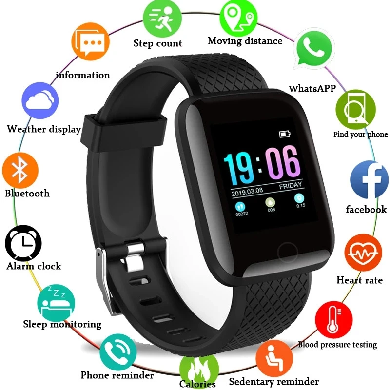 

116Plus Smart Bracelet Sports Bracelet D13 Color Screen Bracelet Sports Pedometer Bluetooth Reminder Heart Rate Blood Pressure