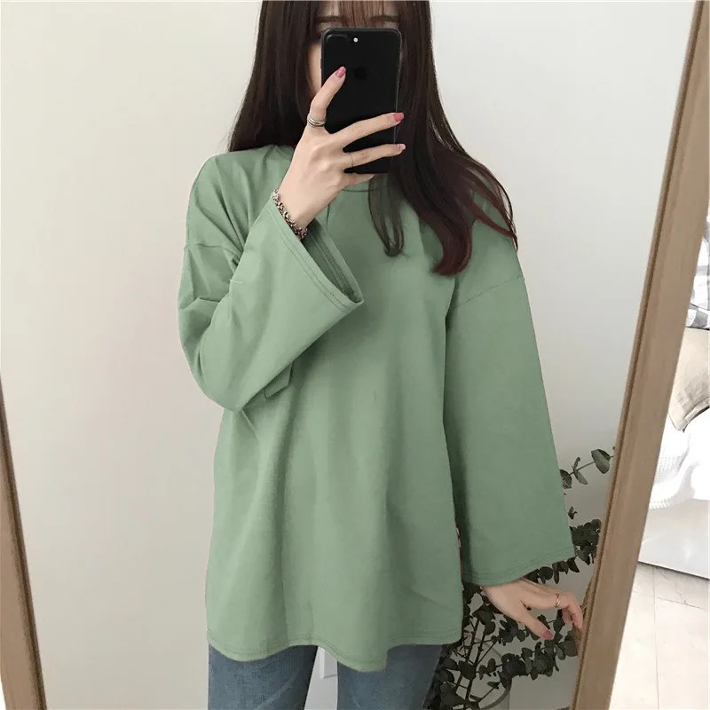 

New Spring Autumn Women's Fashion Long-sleeve Baju T-shirt Lengan Panjang Women Clothes Loose Clothing Tops