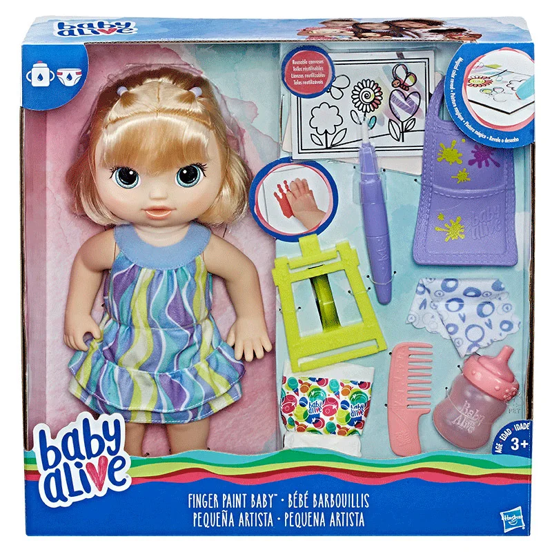 

Hasbro Baby Alive Dolls Naughty Baby Colorful Finger Painting Set DIY Kids Interactive Toy Girls Play House Toy Birthday Gift