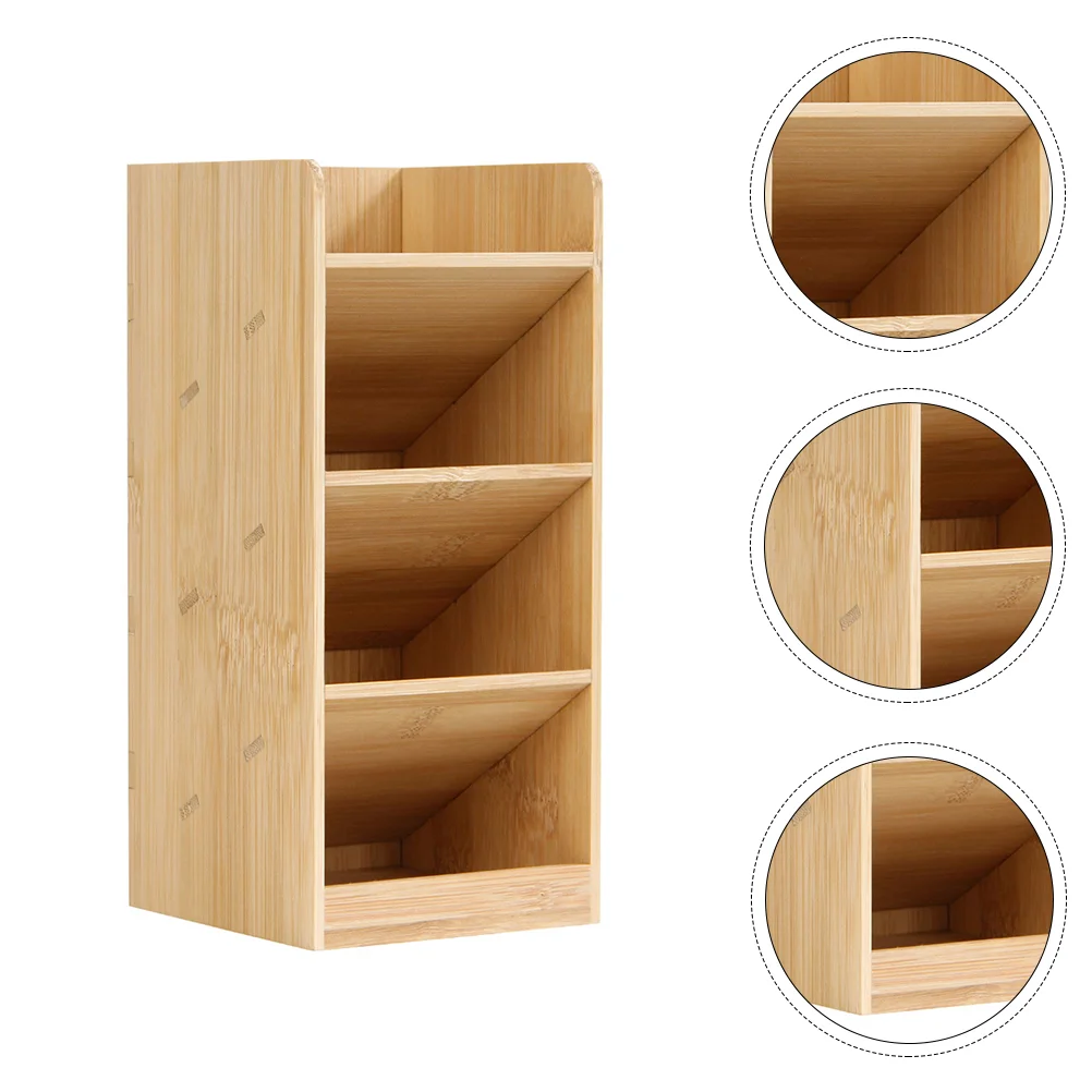 

Pen Organizer Holder Desktop Stationary Wooden Container Box Storage Casewood Desk File Multi Stationery Functional Tray