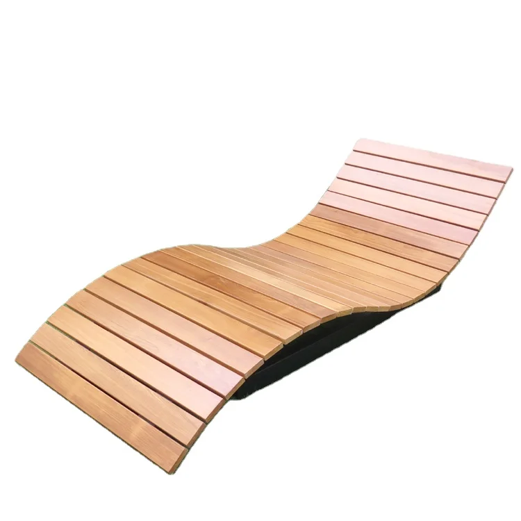 

Teak Wood Swimming Pool Beach Recliner Chair Modern Sunbed Wooden Outdoor Sun Lounger