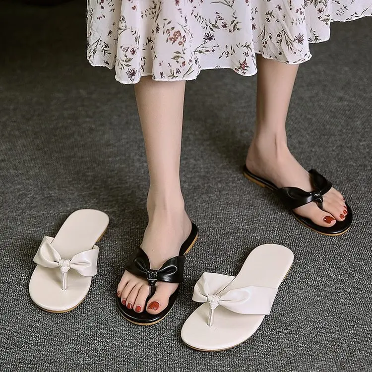 

Rubber Flip Flops Flat Shoes Female Slippers Casual Big Size Slides Low Slipers Women Butterfly-Knot Hawaiian Luxury 2022 Soft F