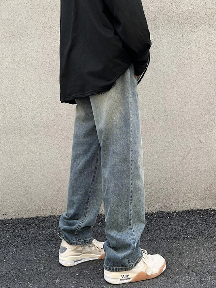 European and American Men's Four Seasons Y2k Jeans High Street Straight Wide Leg Trousers Fashion Streetwear Ins Hot Sale JEANS