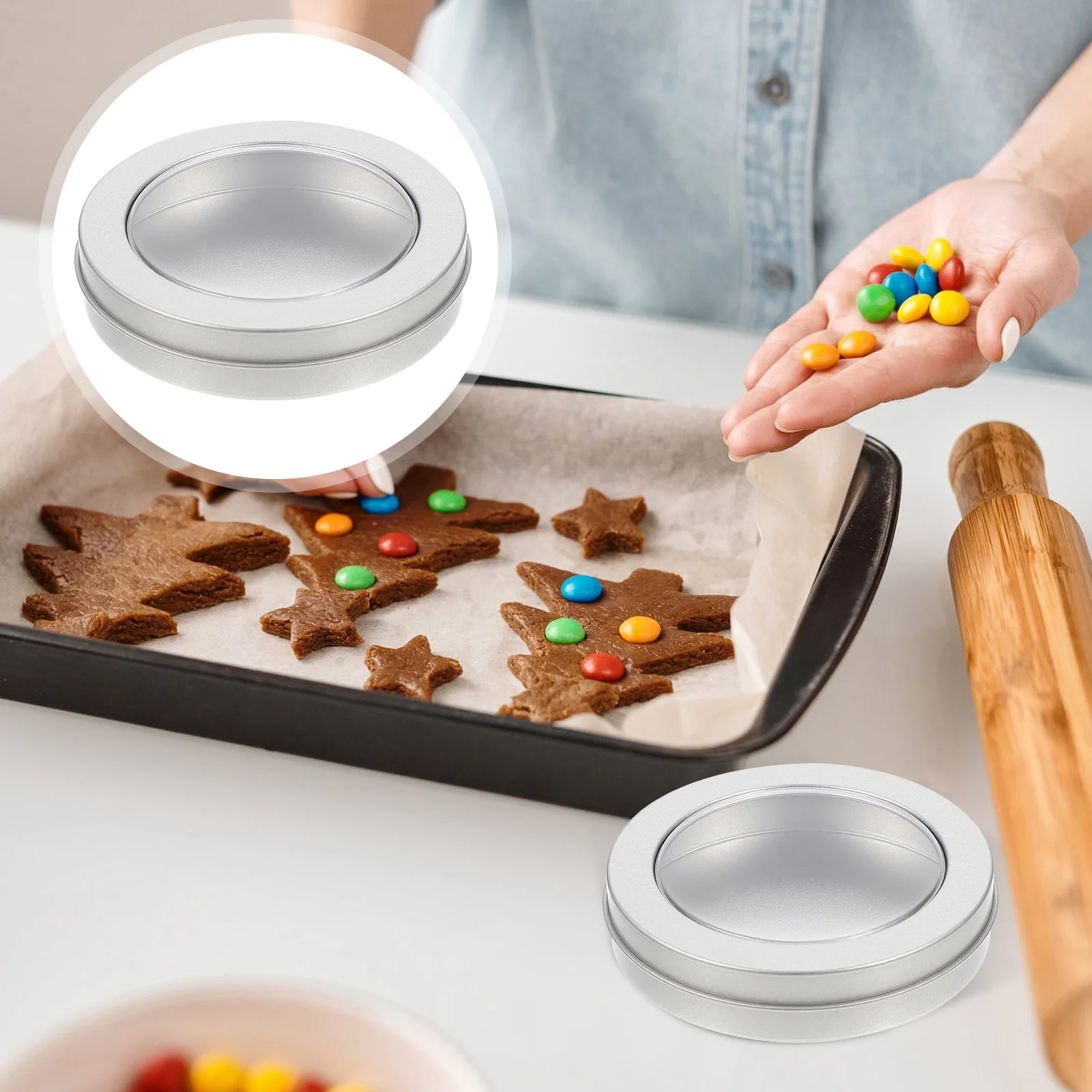 

Christmas Tins Box Round Containers Cookie Tinmetal Empty Lids Lid Clear Treat Party Boxes Baking Holiday Gift Candy