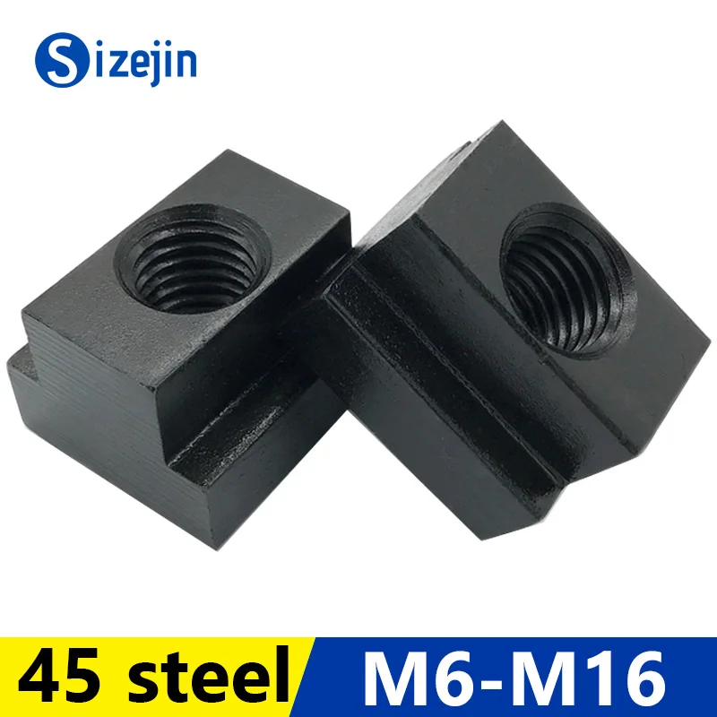 2/5pcs M6 M8 M10 M12 M14 M16 Threads T-slots T Slot Nuts 45 Steel Black Oxide Finish Grade 8.8 Tapped Through T-nuts Furniture