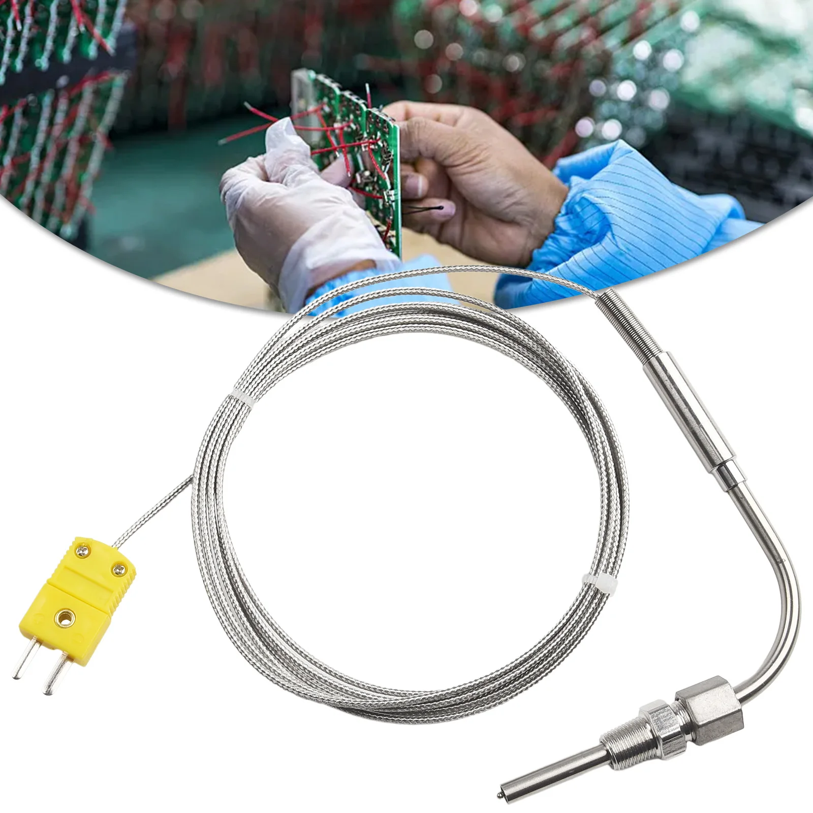 

K-Type Thermocouple Exhaust Probe High Temperature Sensor Threads 2M EGT Durable Analysis Equipment Replacement