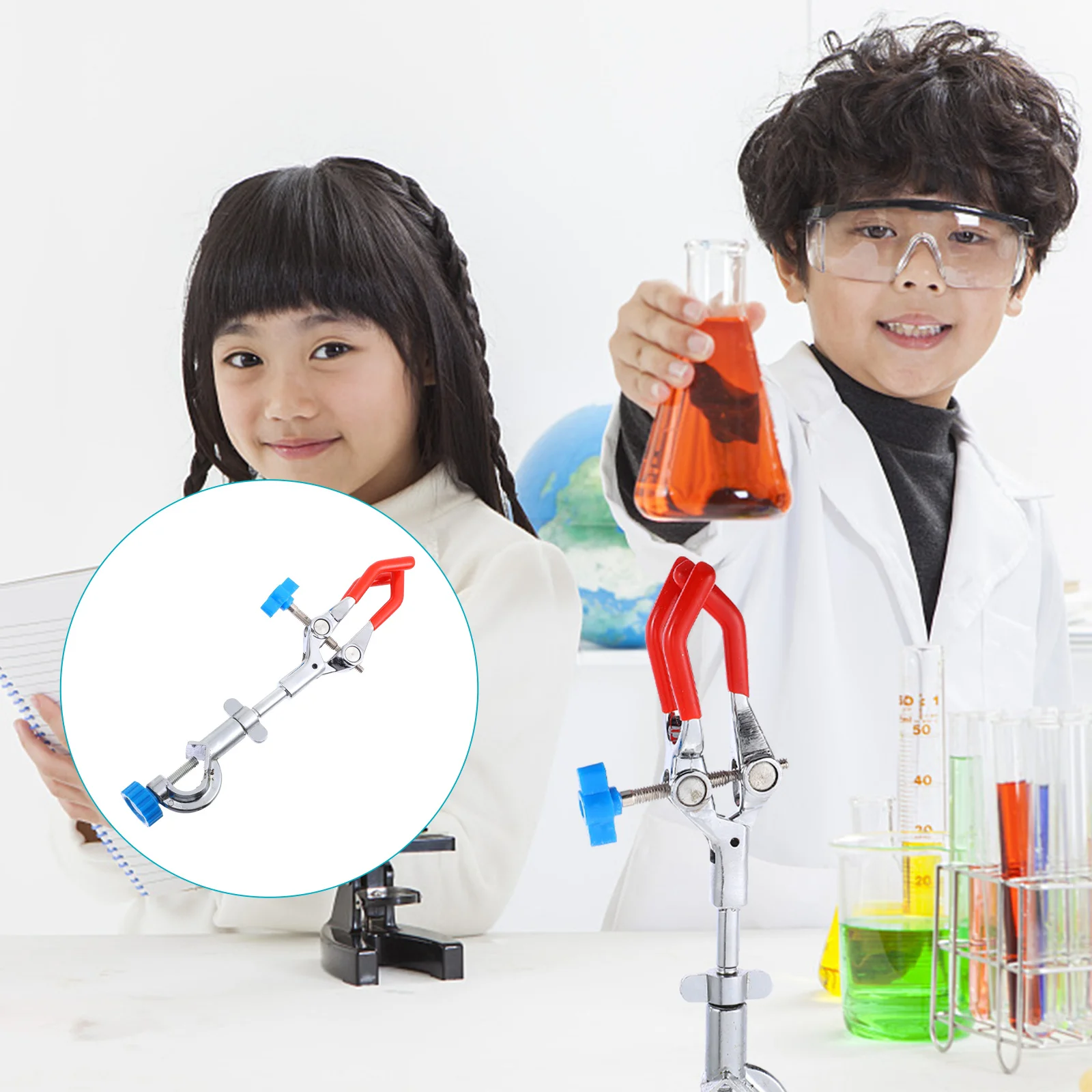 

Test Tube Holder Lab Clip Condenser Laboratory Retort Stand Clamp 3 Prong Finger Fixture Jaw Adjust