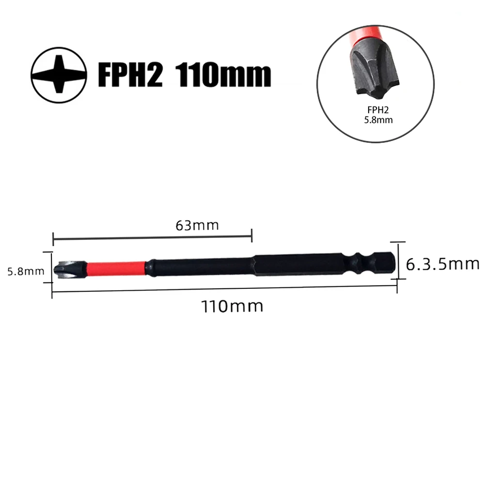 

6pcs Magnetic Special Cross Phillips Screwdriver Bits Kit FPH2 For Electrician Socket Switch Power Tools 6/110mm