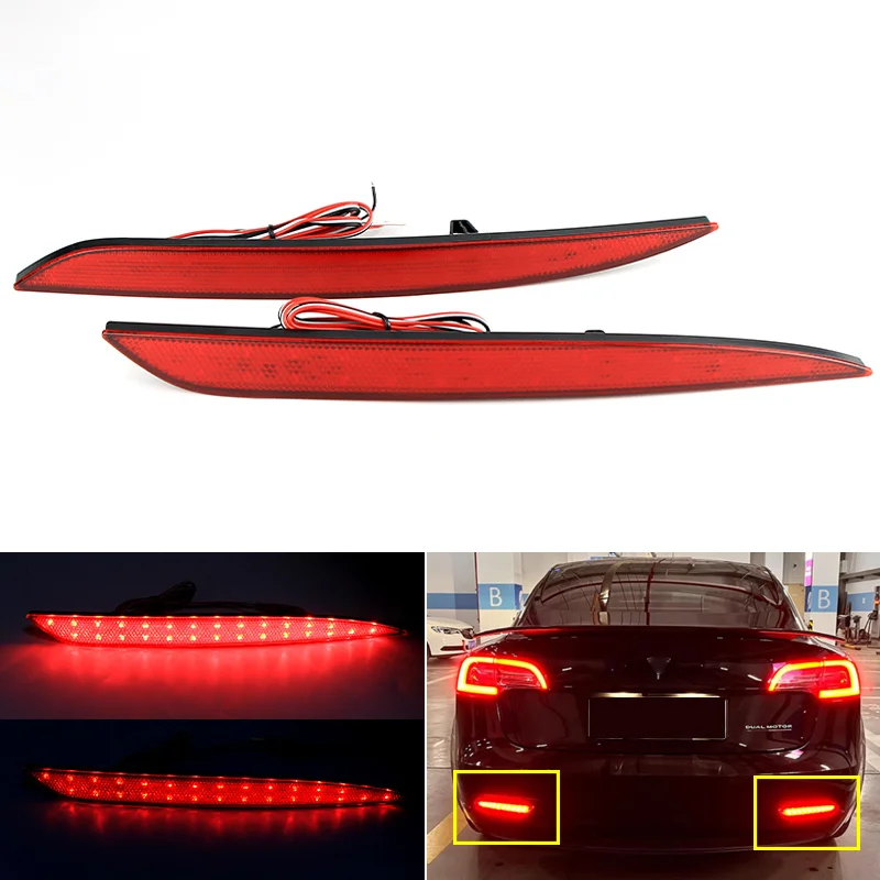 

2 шт. для Tesla Model 3 2016-2023 Model Y 2017-2023 автомобильный задний противотуманный фонарь стоп-сигнал отражатель светодиодный светильник бампера