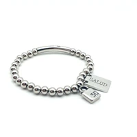 fashion 6mm stainless steel lock brand pendant bracelet beads chain uno jewelry for women men