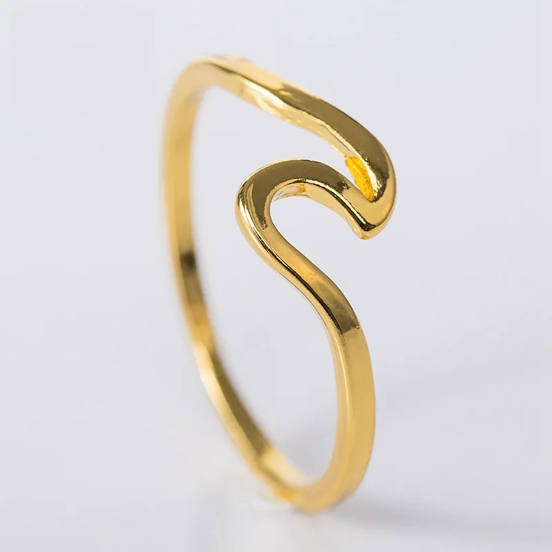 

Simple Sea Wave Couple Rings Ocean Surf Alloy Ring Silver Color Paired Rings for Women Men Wedding Jewelry 2022 Gift
