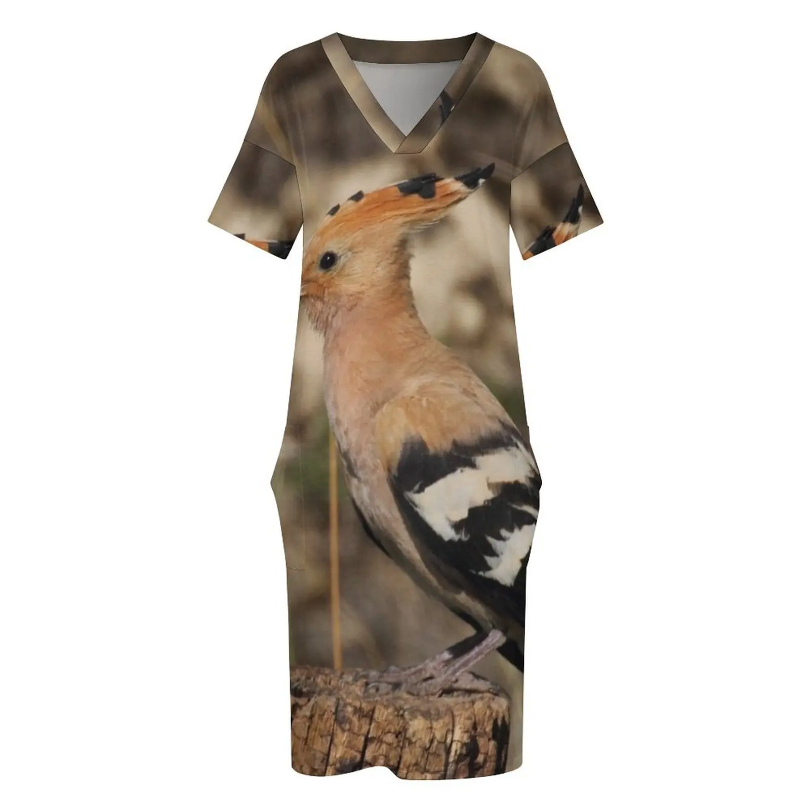 Upupa epops Свободное платье с карманами элегантные платья больших размеров для