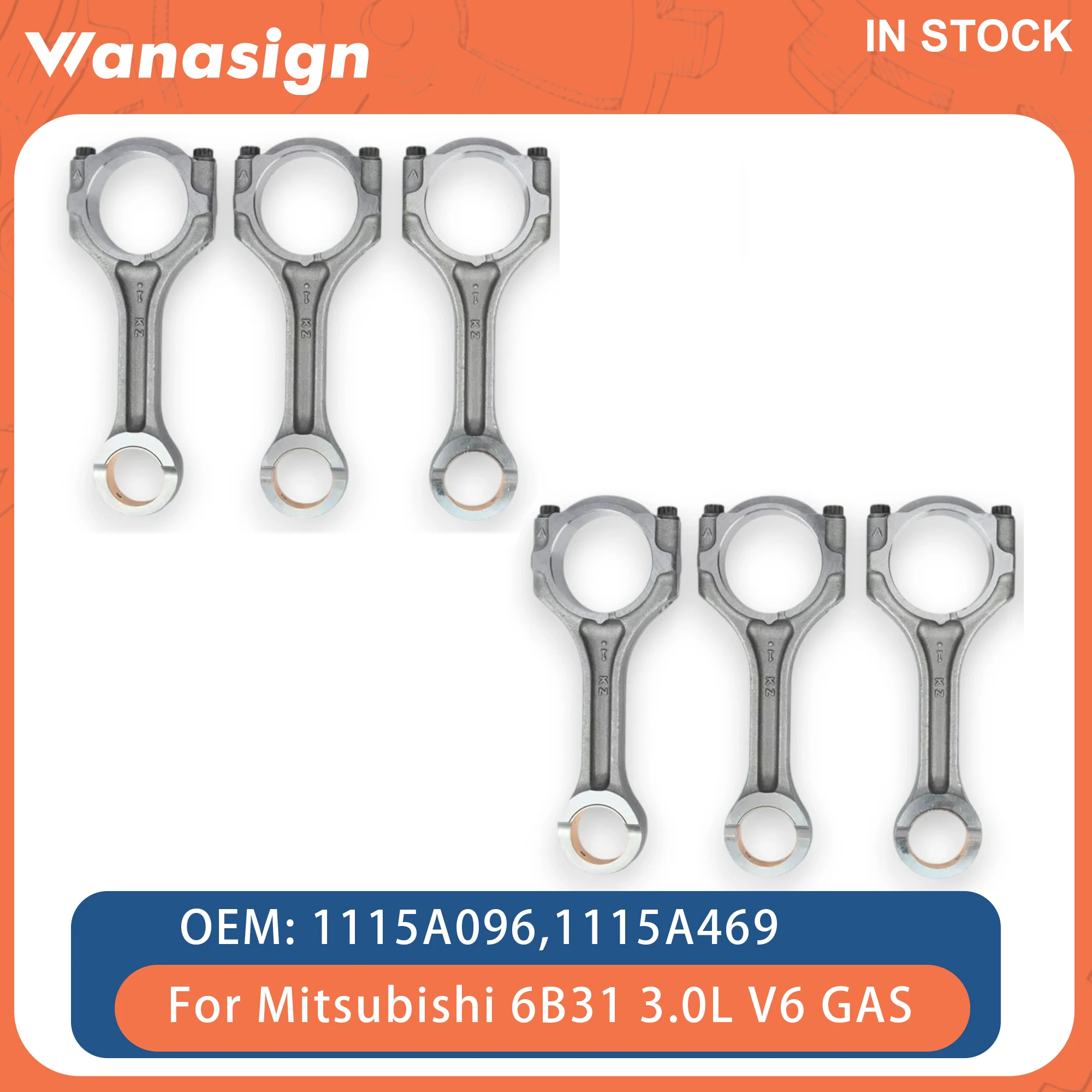 Фото Комплект шатунов двигателя для Mitsubishi Outlander Montero Sport 3.0L CW6 GF4 V6 GAS 10-20 1115A096 №1