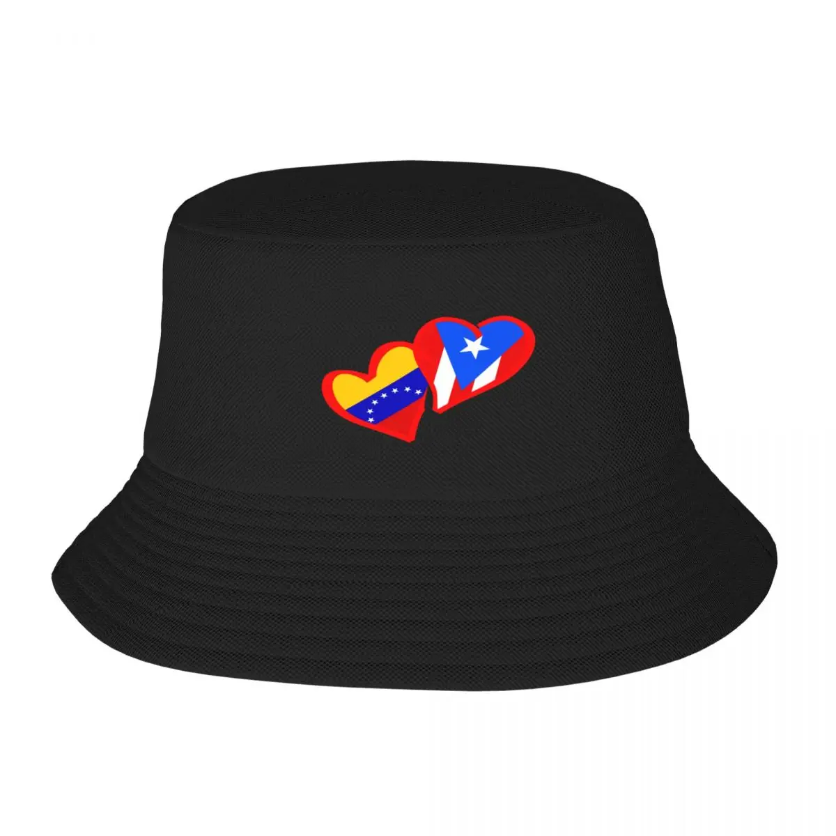 

Hearts Venezuela Flags And Puerto Rico Flag Fisherman's Hat, Adult Cap Modern Light Foldable Cap Nice Gift