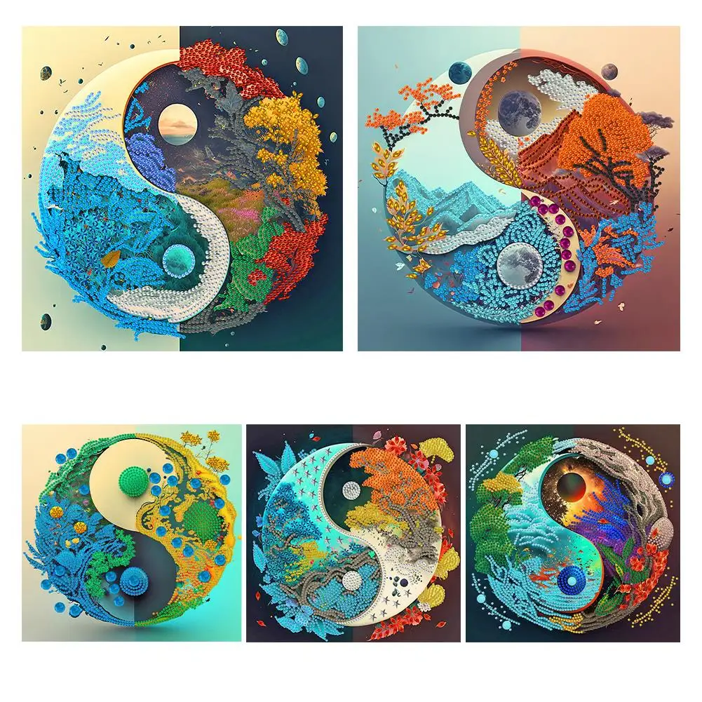 

Abstract series Yinyang Landscape 5D DIY Partial Special Shaped Drill Diamond Painting Tai Ji Landscape Kit Decor