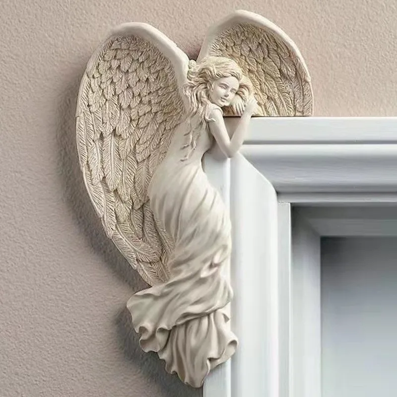 

Дверная рамка с ангелом, фигурки, украшение, Настенная фоторамка, подвесные украшения из смолы для дома, гостиной, спальни, рабочего стола