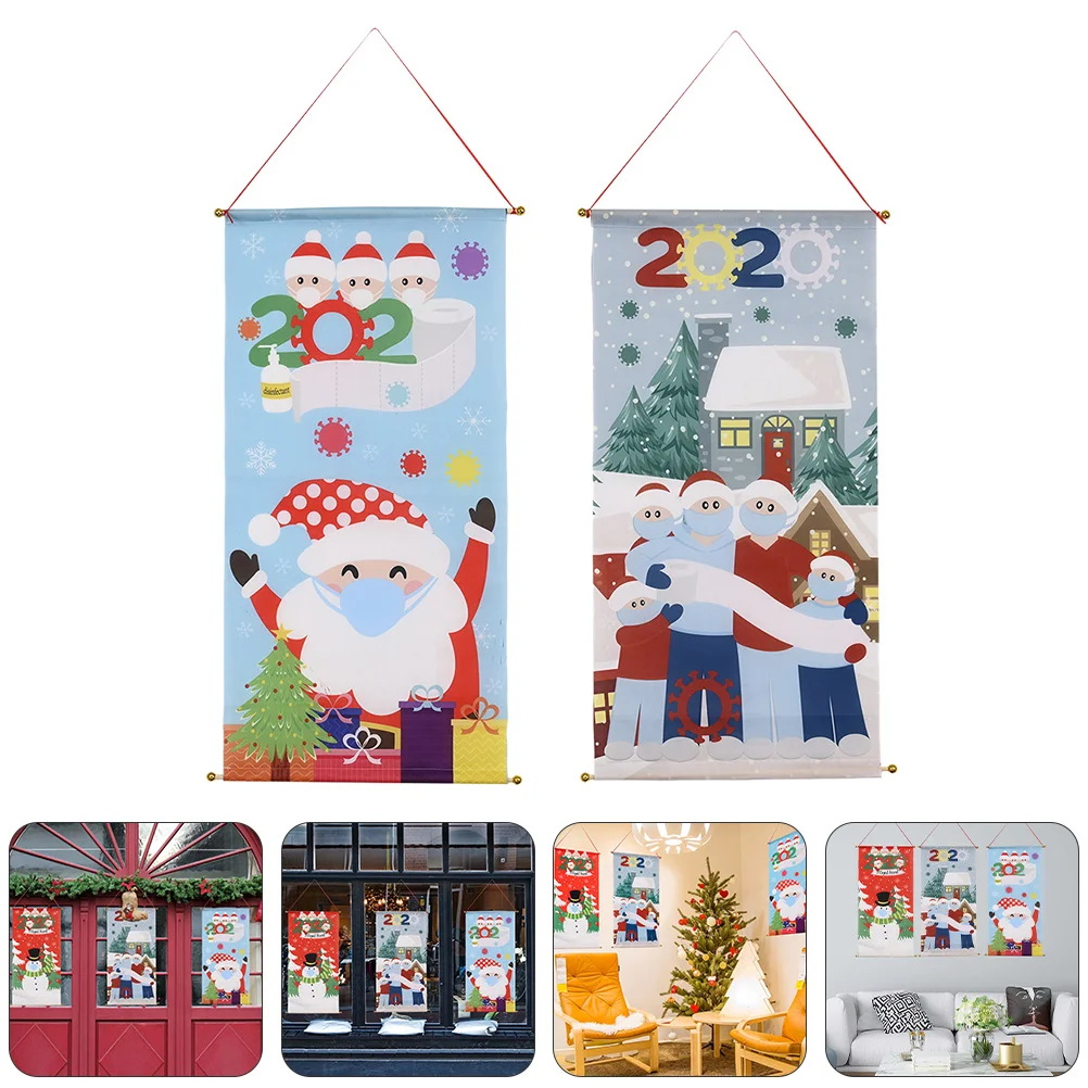 

1 Set 2 Pcs Christmas Hanging Flags Hanging Wall Decors (Assorted Color)