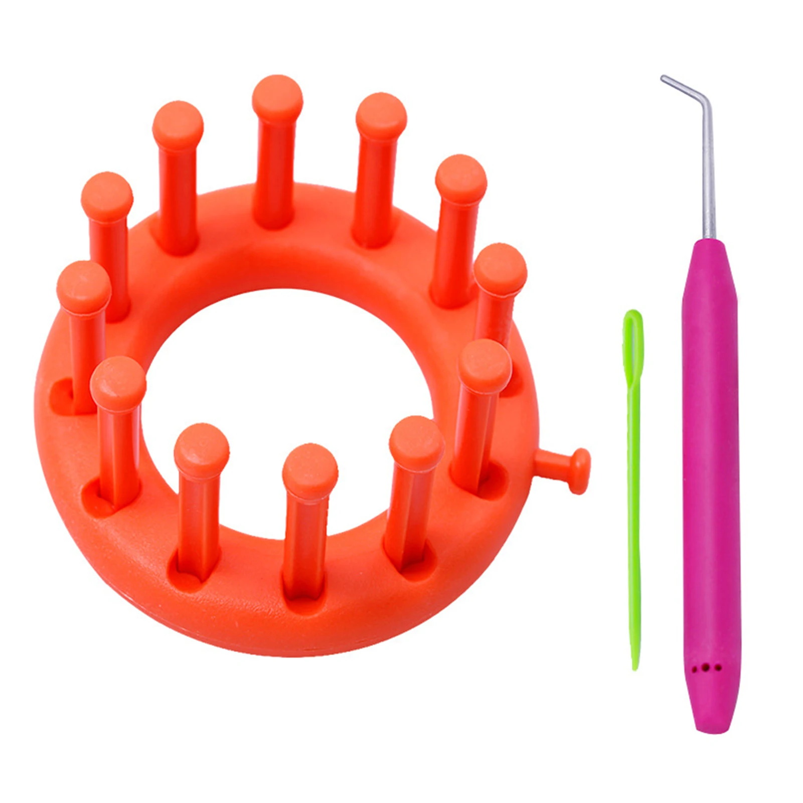 3pcs Reusable Circular Beginner DIY Tool Weaving Small Crochet Hook Manual Hat Scarf Knitting Loom Kit Plastic Needle Home