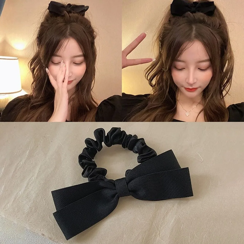 

Solid Color Bows Elastic Hair Bands Ties for Women Girls Bowknot Ponytail Rubber Bands Scrunchies Bows Hair Gum Hair Accessories