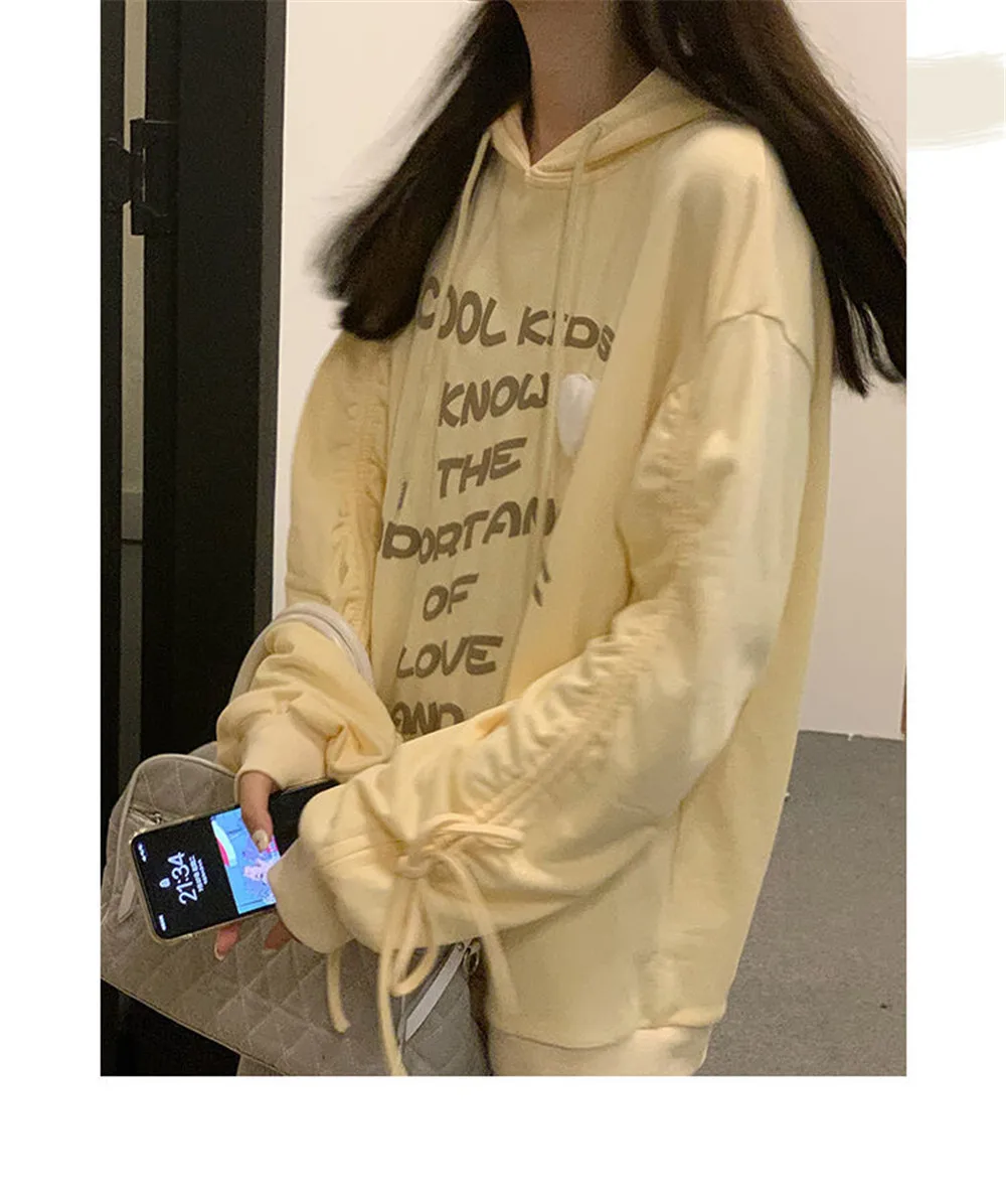 

Loose Female Lady Sweatshirt Letter Printed Spring Long Sleeve Hoodie Japan Kawaii Y2k Girl Hoodie Fashion Streetwear Tops