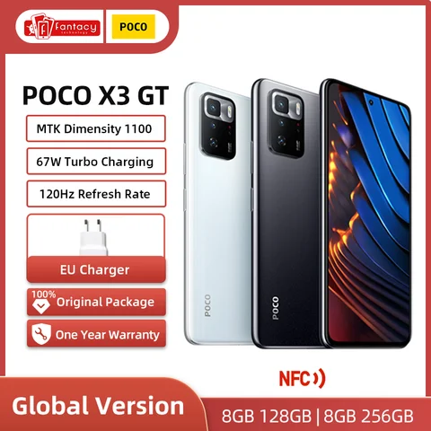 Смартфон POCO X3 GT 5G NFC, телефон с планшетом MTK 1100, 67 Вт, 6,6 дюйма, 120 Гц, 5000 мАч, 64 мп, тройная камера, 67 Вт, турбо-зарядка