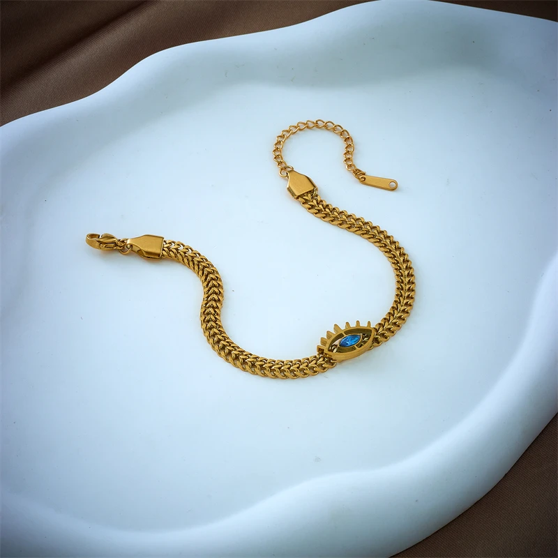 MEYRROYU 316 Новый винтажный браслет из нержавеющей стали с голубыми глазами для