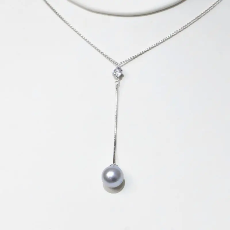 

HENGSHENG Simple Classic 7-8MM Akoya Seawater Grey Blue Pearls Pendant Fashion For Women Girls 925 Sterling Silver Jewelry Gifts