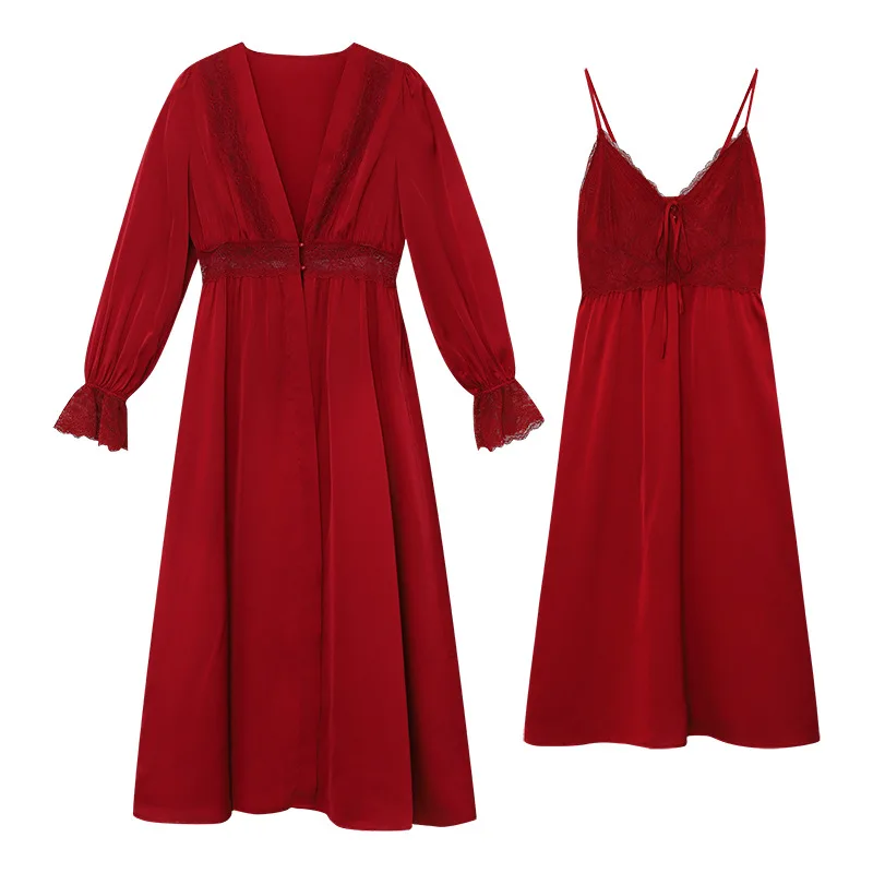 Пикантная женская ночная рубашка на бретелях весна-осень Женская длинная юбка