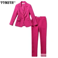 womens professional wear spring 2022 new office slim ladies jacket casual high waist ninth pants 2 piece sets high quality