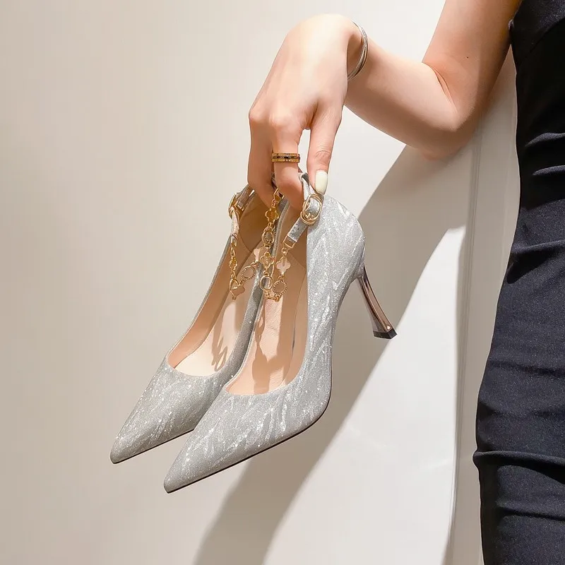 Женские пикантные туфли на высоком каблуке босоножки без шнуровки шнуровке 2024