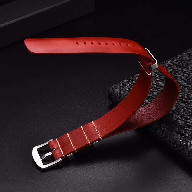 Nato Strap Genuine Leather Watchband 18mm 20mm 22mm 24mm Vintage Zulu Strap for Men Women Wristbands Watch Replacement Belt