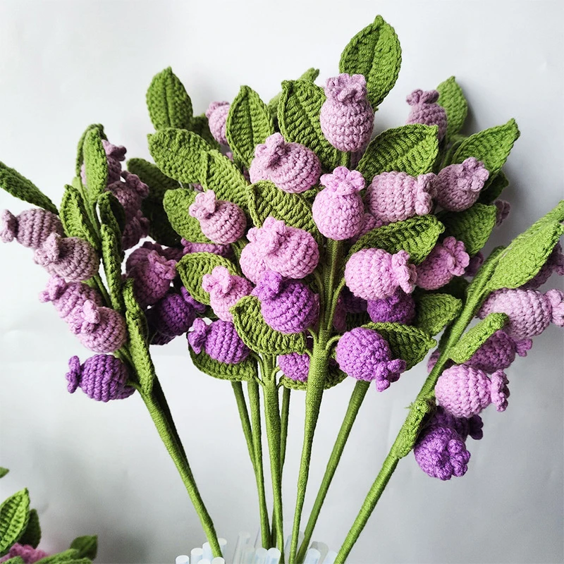 

Blueberries Home Decor Hand-Knitted Fake Flowers Artificial Crochet Bouquets Handmade Knitting Fruit Flowers Floral Party Gift