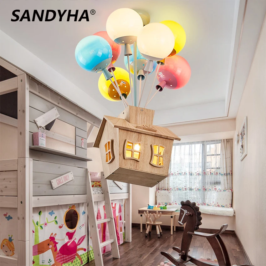 

Nordic Creative Ceiling Lamps Stained Balloon Lampshade Dream Cartoon Chandelier Children's Princess Room Bedroom Pendant Lights