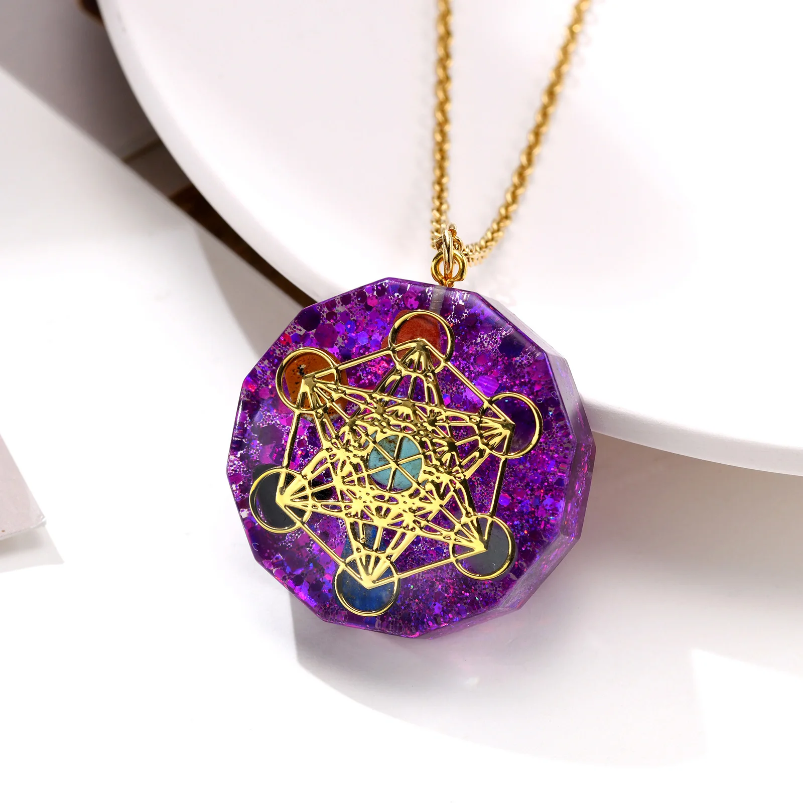 Metatron кубические ожерелья для женщин синяя подвеска крутая звезда Девушки шеи