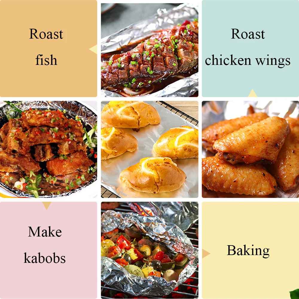 Barbecue Tin Foil Paper Baking Oven Paper BBQ Outdoor Tools Aluminum Foil Paper BBQ Tin Paper 5m*30cm 1PCS