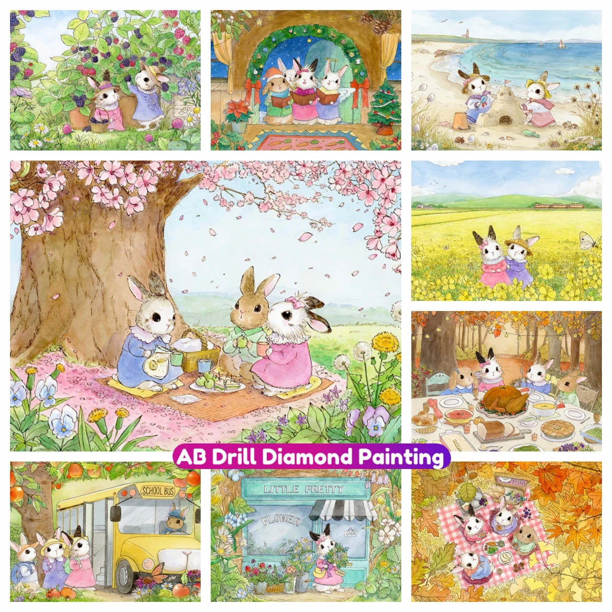 

Набор для алмазной вышивки «кролик», картина для пикника 5D «сделай сам», мозаика крестиком